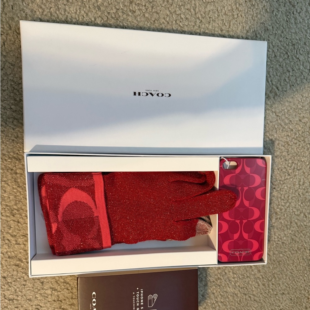 Coach red touch gloves.